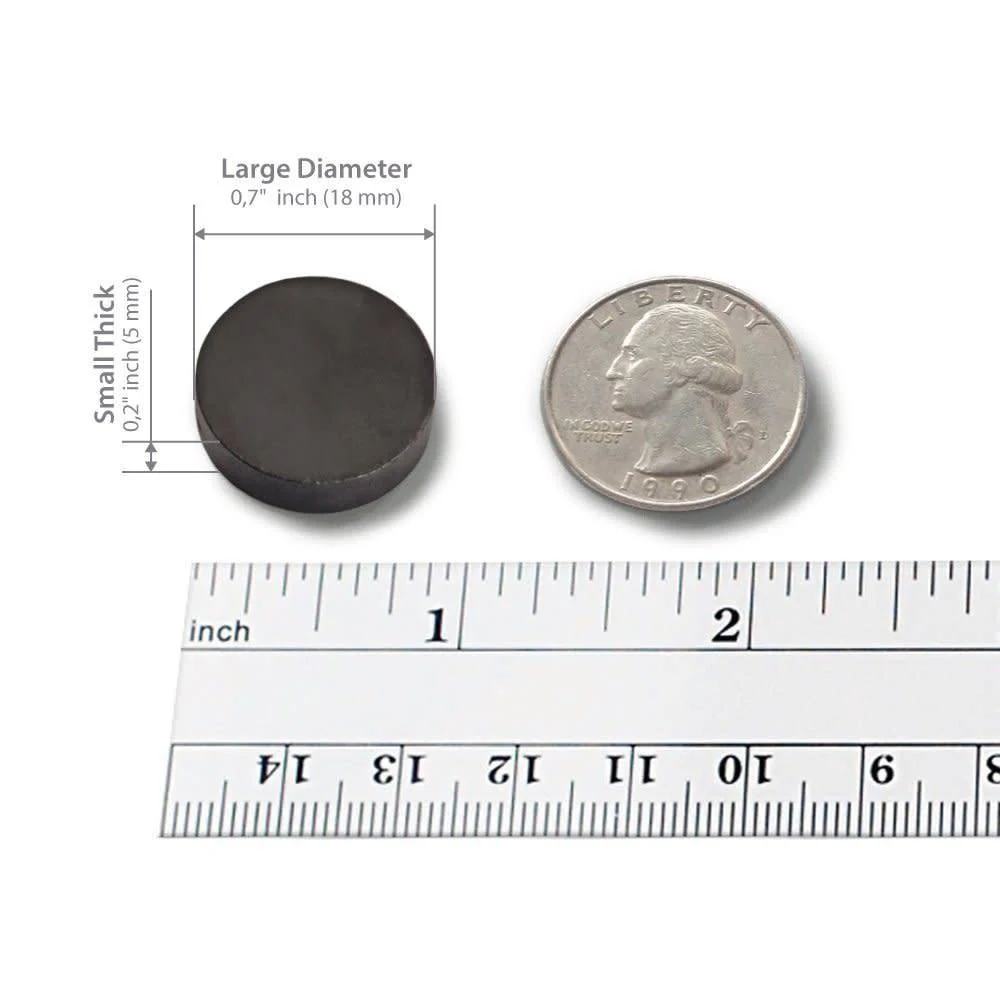 100 pcs Ceramic Magnets - Tiny 18 mm (.709 inch) Round Disc - Image 2