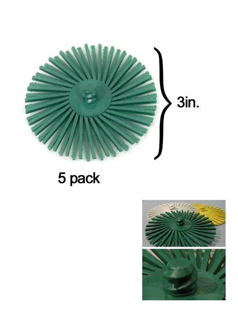 Scotch-Brite™ Roloc™ Radial Bristle Disc 3'' Green 50Grit (5 Pack) - Image 2