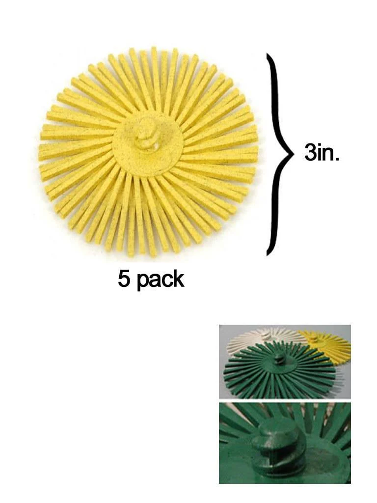 Scotch-Brite™ Roloc™ Radial Bristle Disc 3'' Yellow 80Grit (5 Pack)