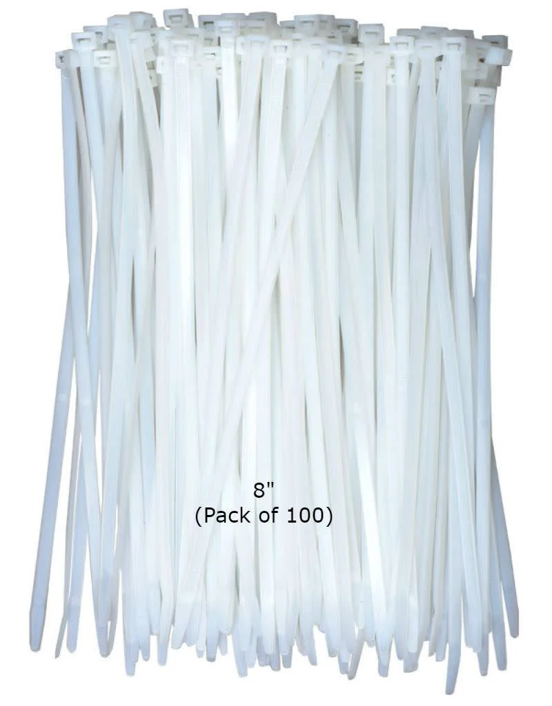 Cable Ties HD White Nylon 8'' (100 pcs)