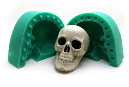 Skull (2 part) Green Silicone Mold 2.5in