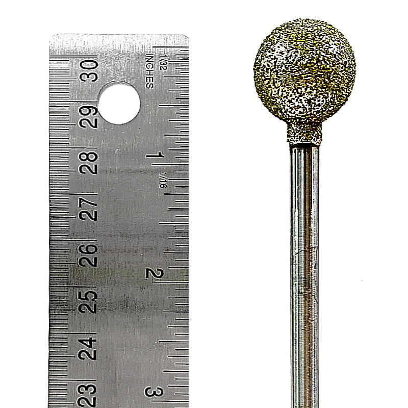Diamond Burr #01 Ball/Sphere 3/4" (20mm) 1/4" Long Shaft #1