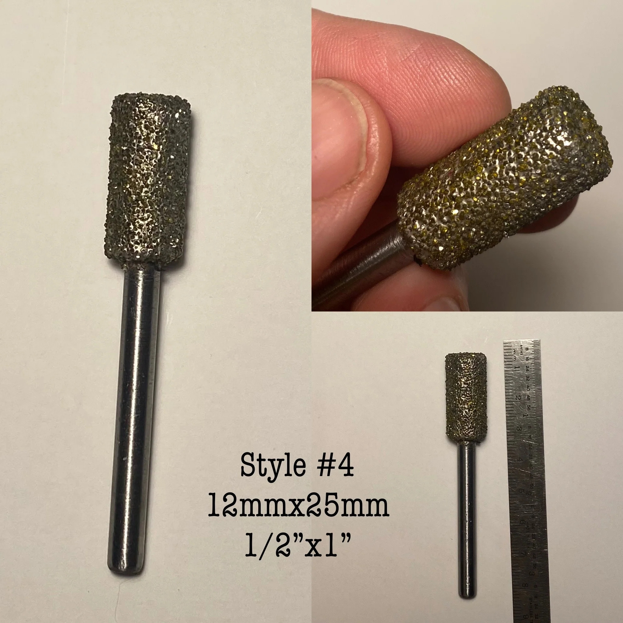 Diamond Burr #03 Cylinder 1/2x3/4" (11x20mm) 1/4" Shaft Long #3 - Image 2
