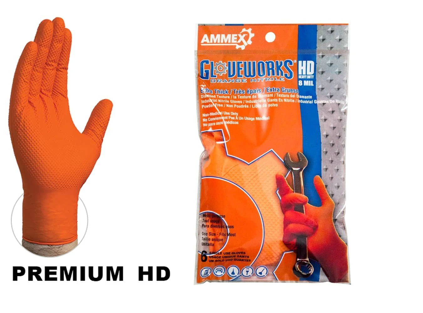 Gloveworks® Industrial Nitrile Gloves with Raised Diamond Texture - Image 3