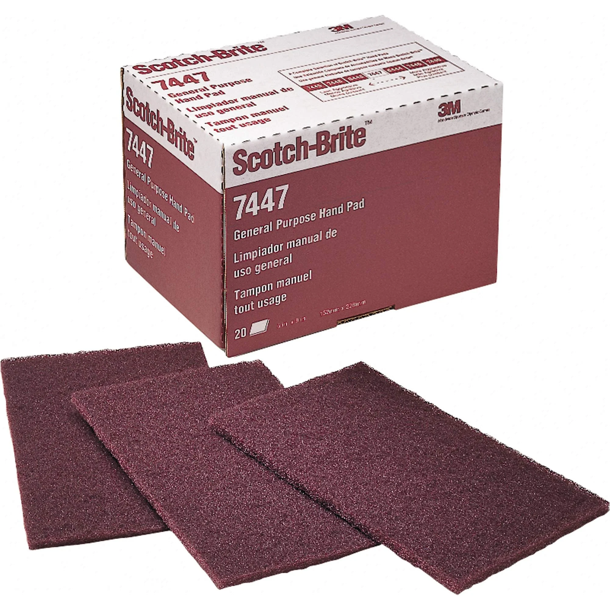 Maroon General Purpose Scotch-Brite™ Hand Pad 7447 - Image 2