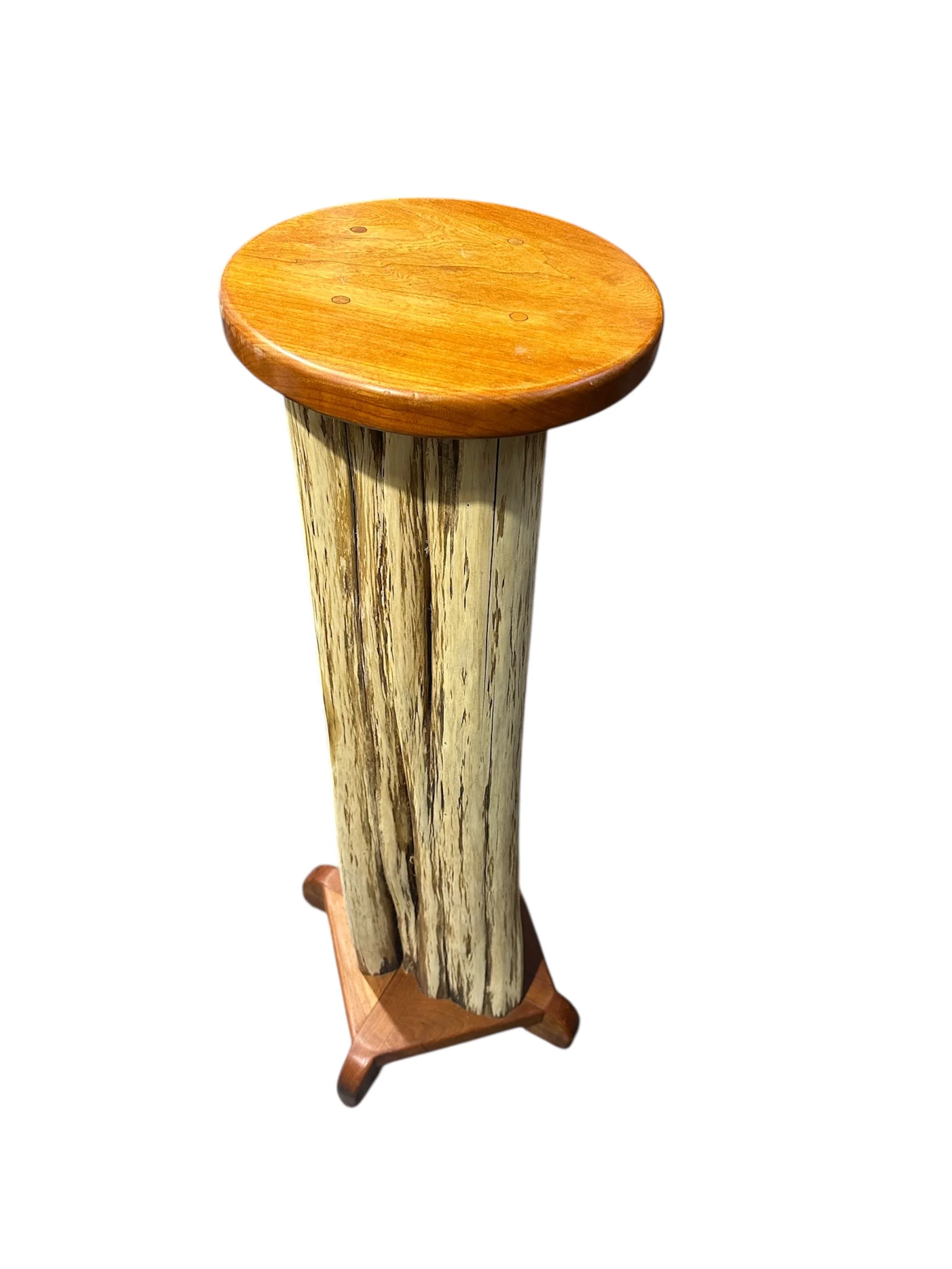 OOAK Wood Pedestal Juniper and Cherry SB3033 - Image 2