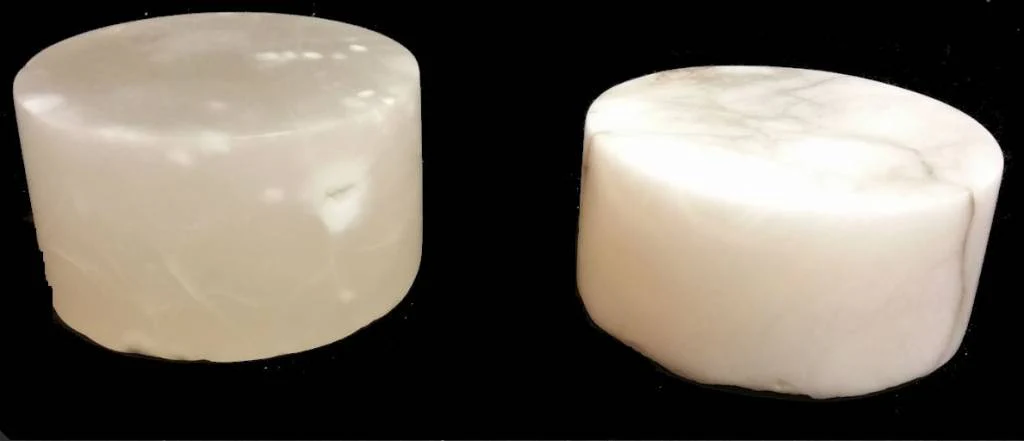 4-3/4"d x 2-1/2"h White Alabaster Cylinder #221008 - Image 4