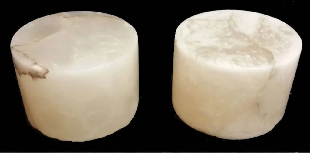 4-3/4"d x 3-1/2"h White Alabaster Cylinder #221009 - Image 4