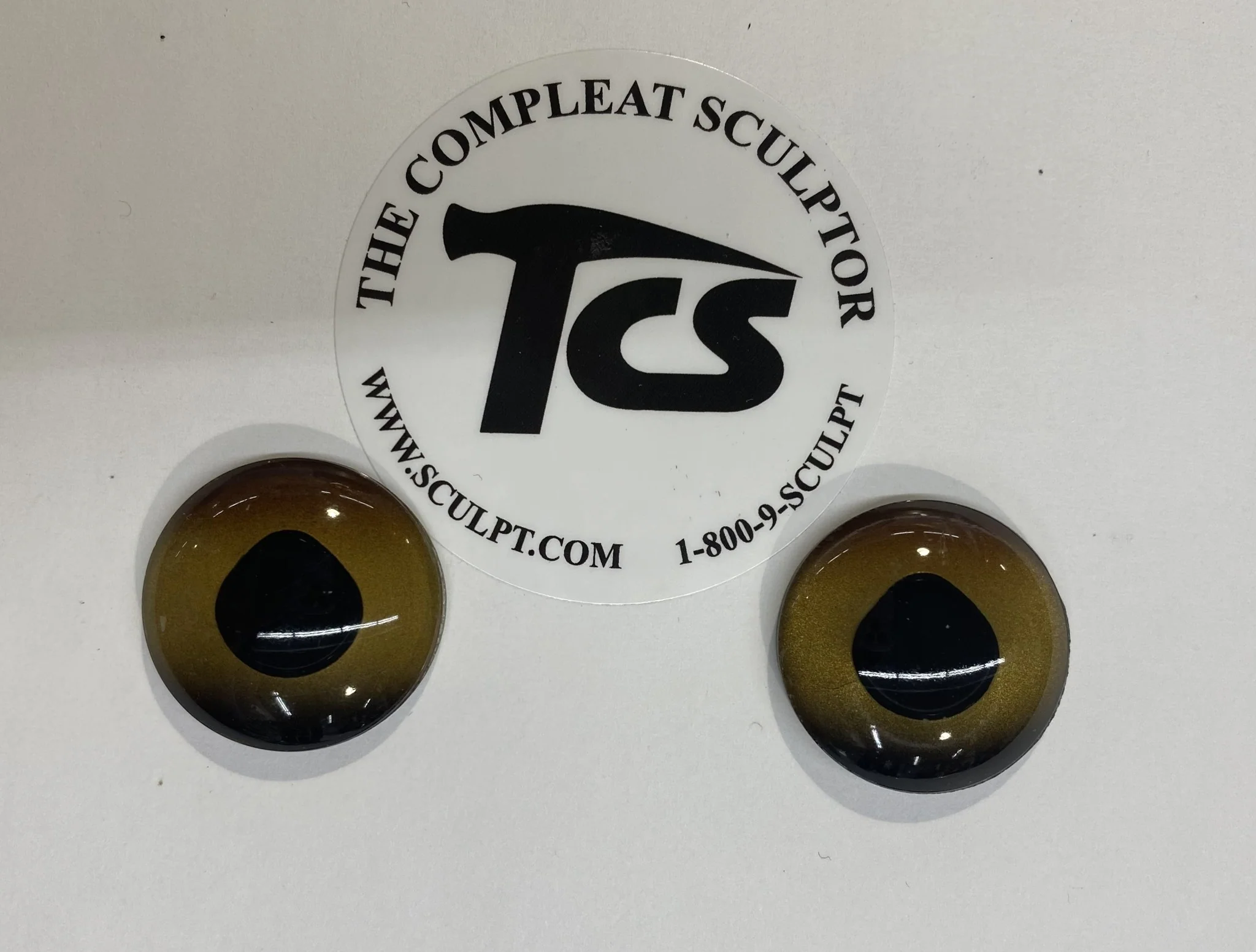 Vintage Glass Eyes Bronze/Gold 1"x1/4" (Pair)