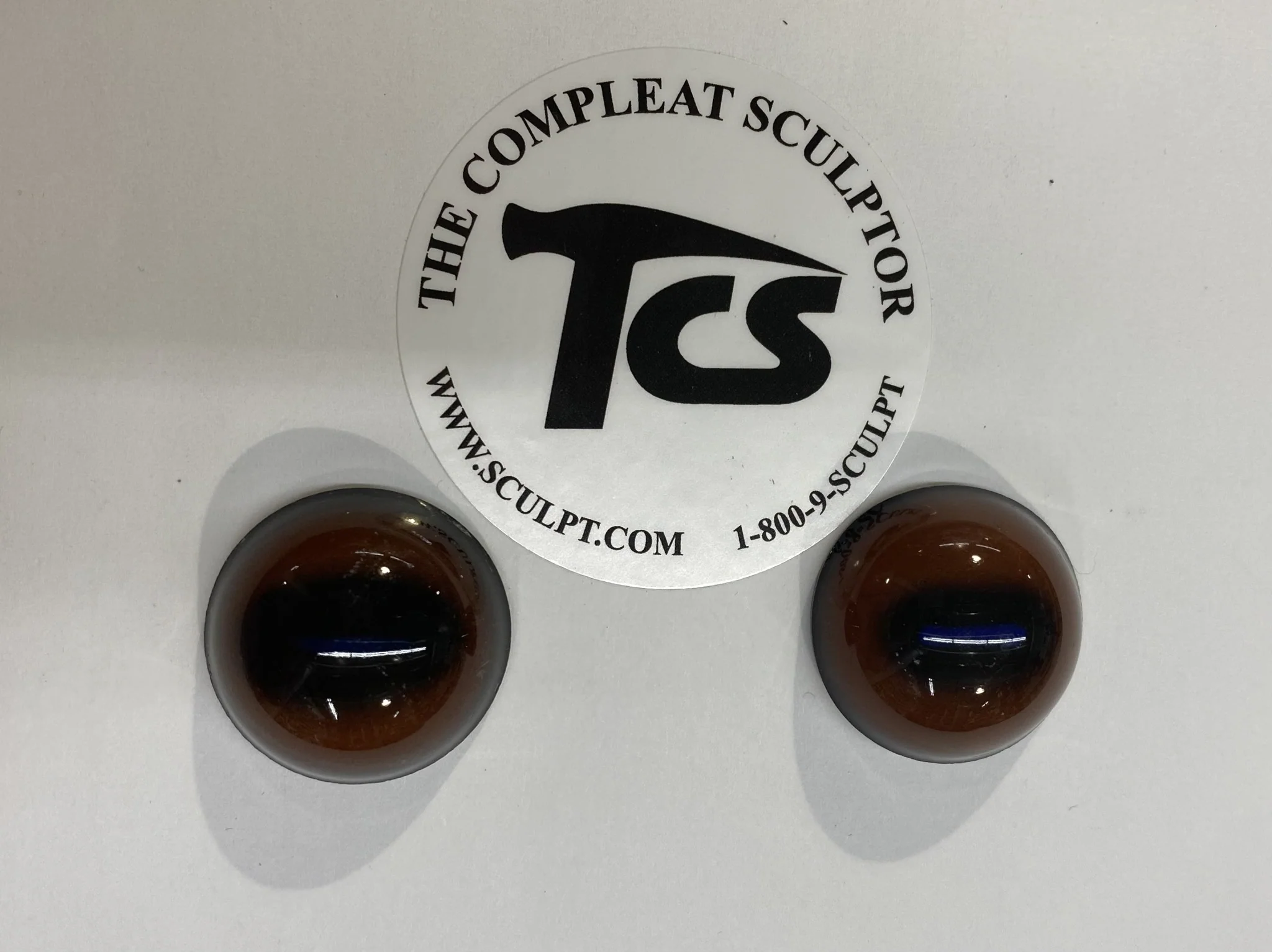 Vintage Glass Eyes Brown (Glow-Blue Pupil) 1"x1/2" (Pair)