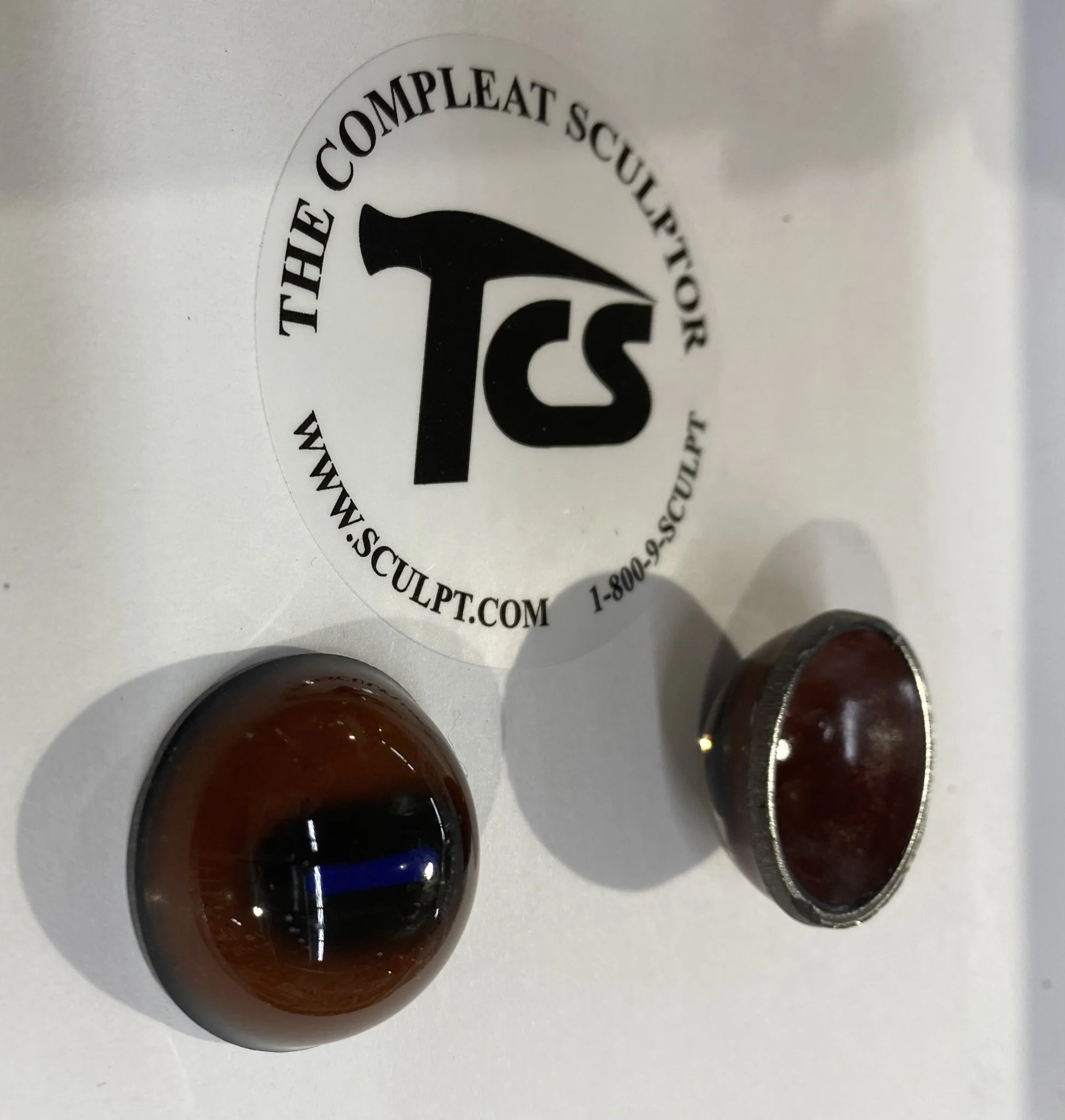 Vintage Glass Eyes Brown (Glow-Blue Pupil) 1"x1/2" (Pair) - Image 2