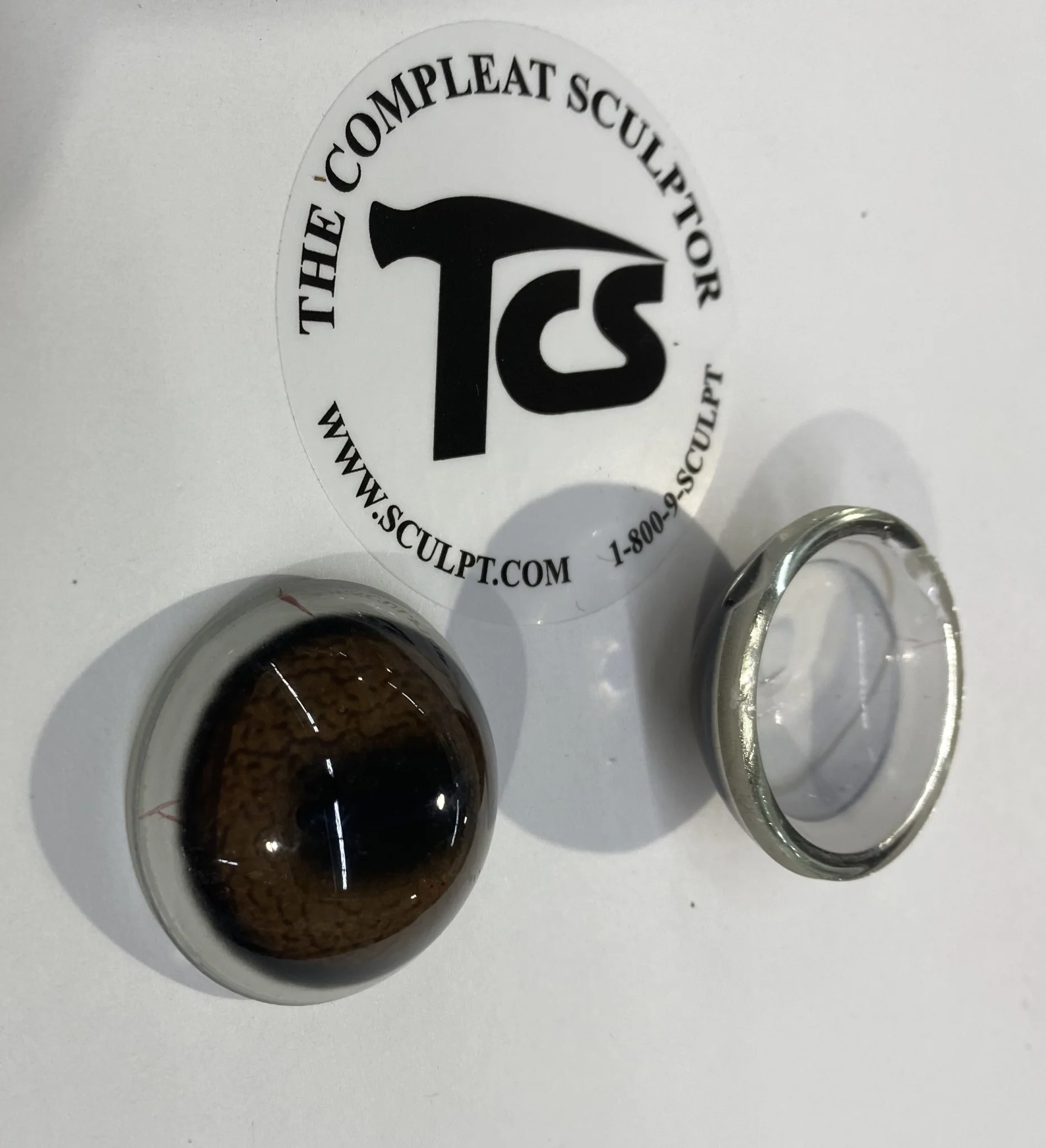 Vintage Glass Eyes Brown/Light Brown - White Rim 1.25"x1/2" (Pair)