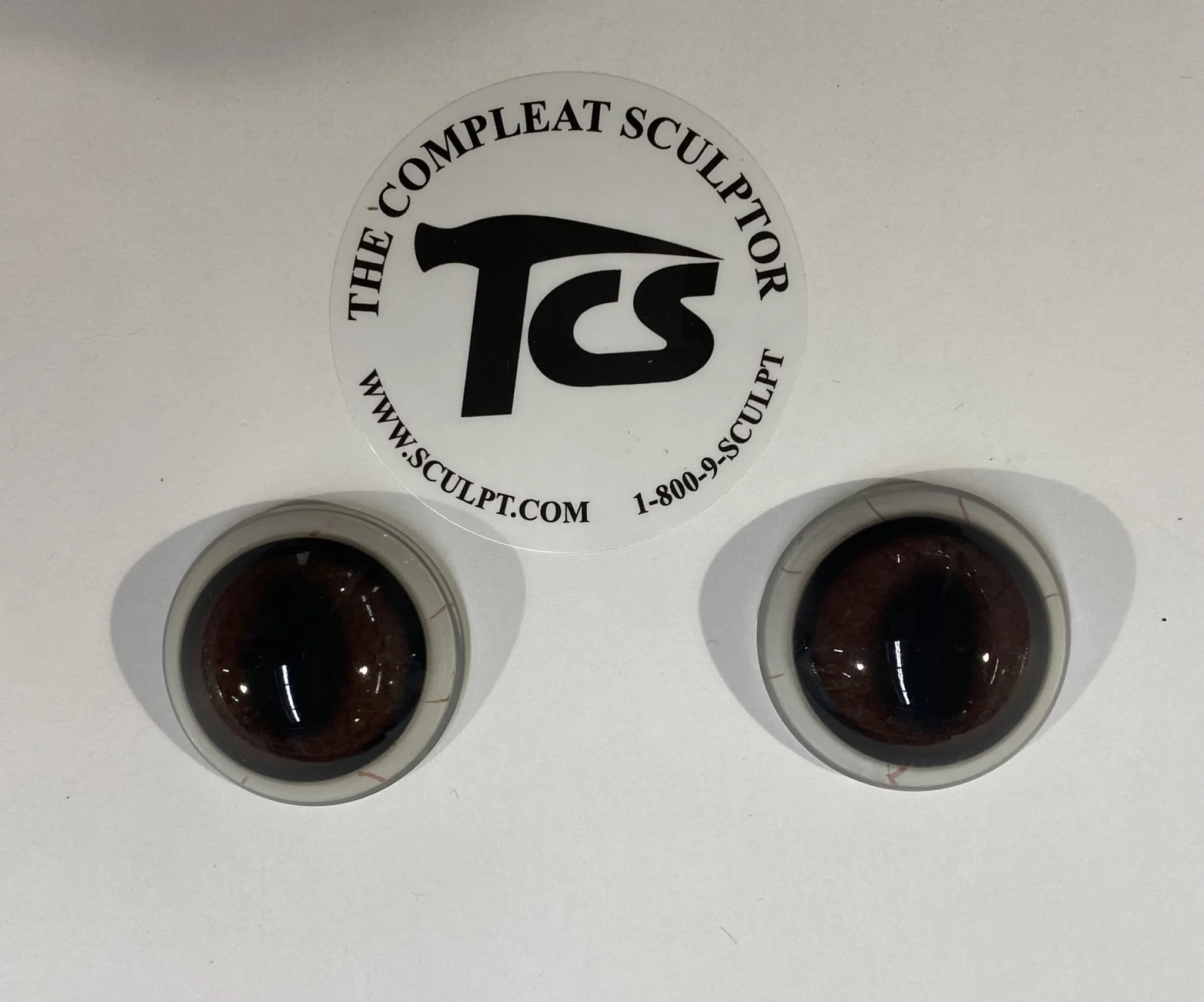 Vintage Glass Eyes Brown - White Rim 1.25"x1/2" (Pair)