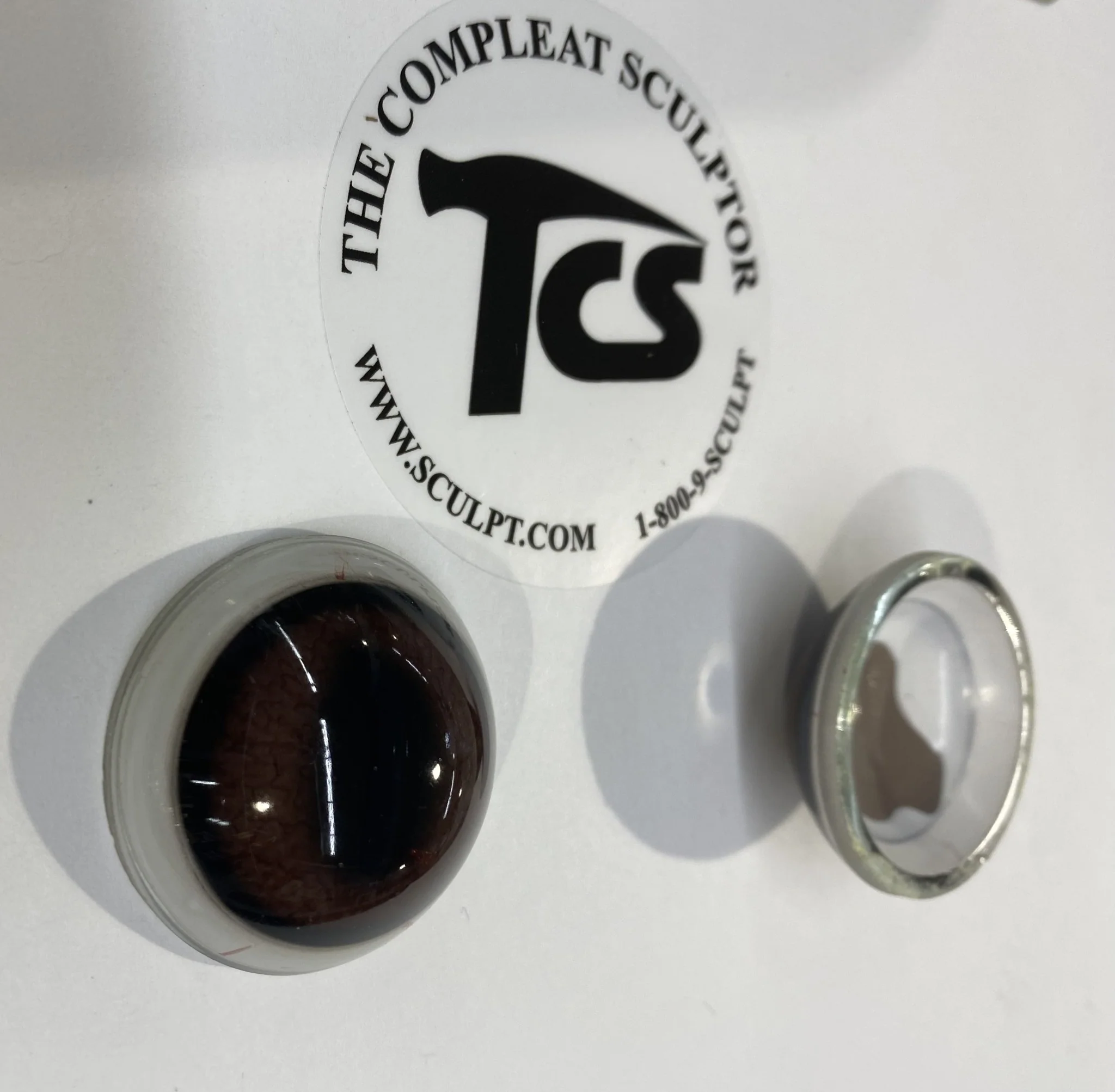 Vintage Glass Eyes Brown - White Rim 1.25"x1/2" (Pair) - Image 2