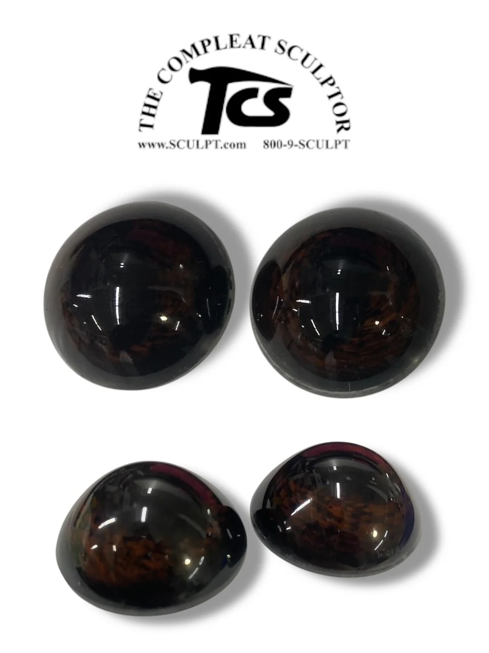 Vintage Glass Eyes Dark Brown 1.25"x1/2" (Pair)