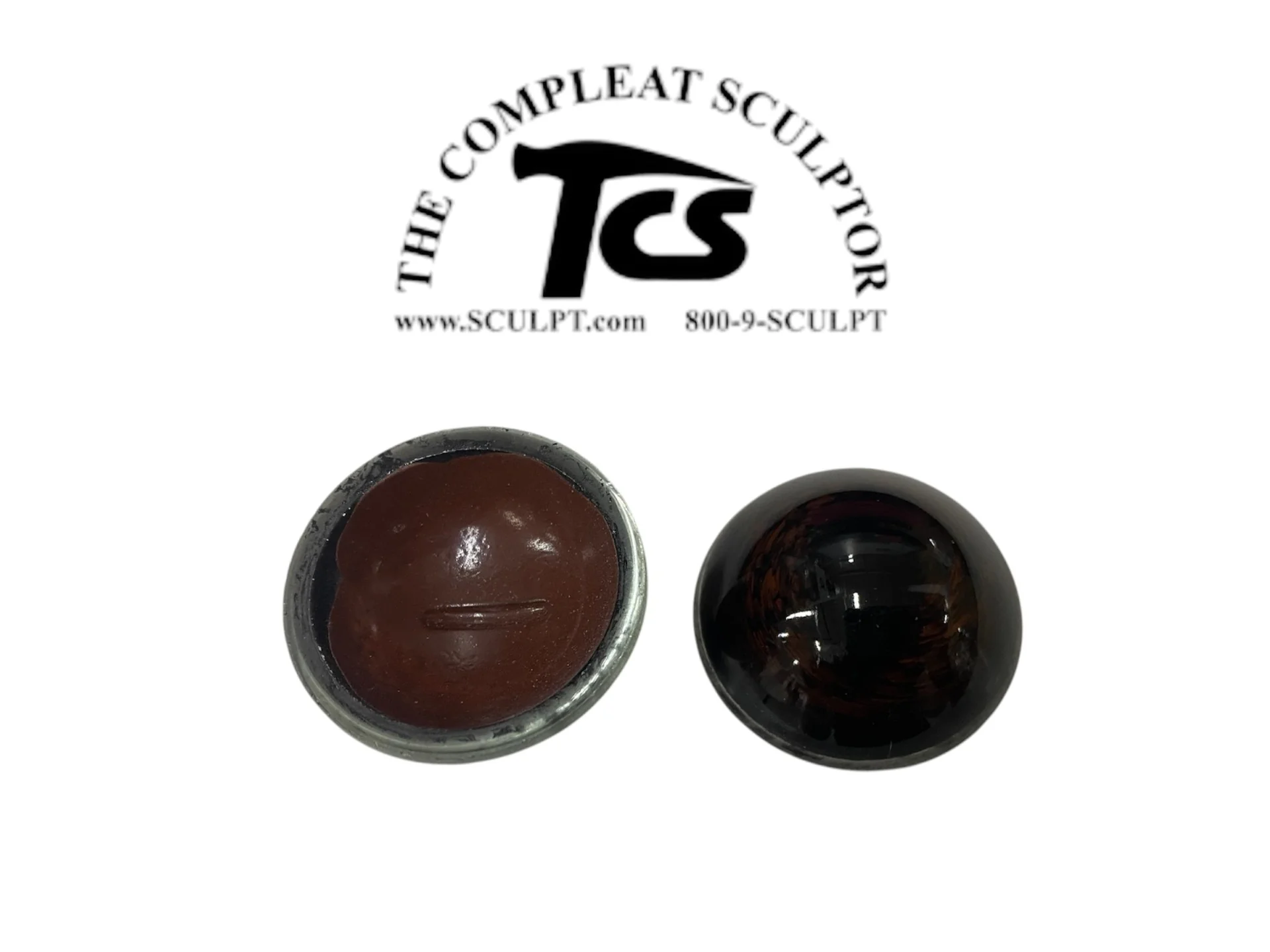 Vintage Glass Eyes Dark Brown 1.25"x1/2" (Pair) - Image 2