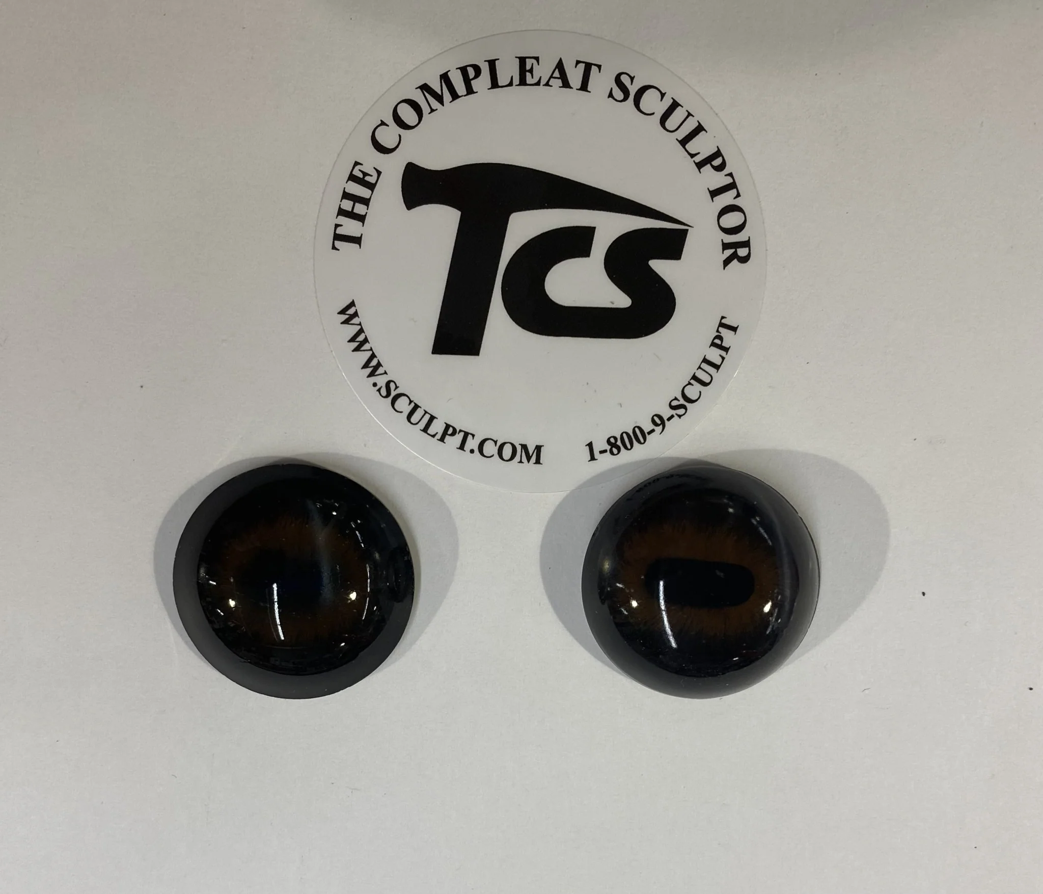 Vintage Glass Eyes Dark Brown 1"x1/3" (Pair) - Image 2