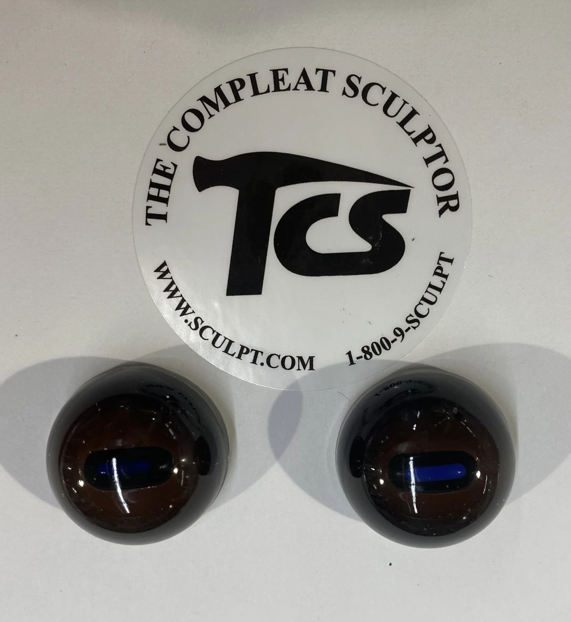 Vintage Glass Eyes Dark Brown (Blue Glow) 1"x5/8" (Pair) - Image 2