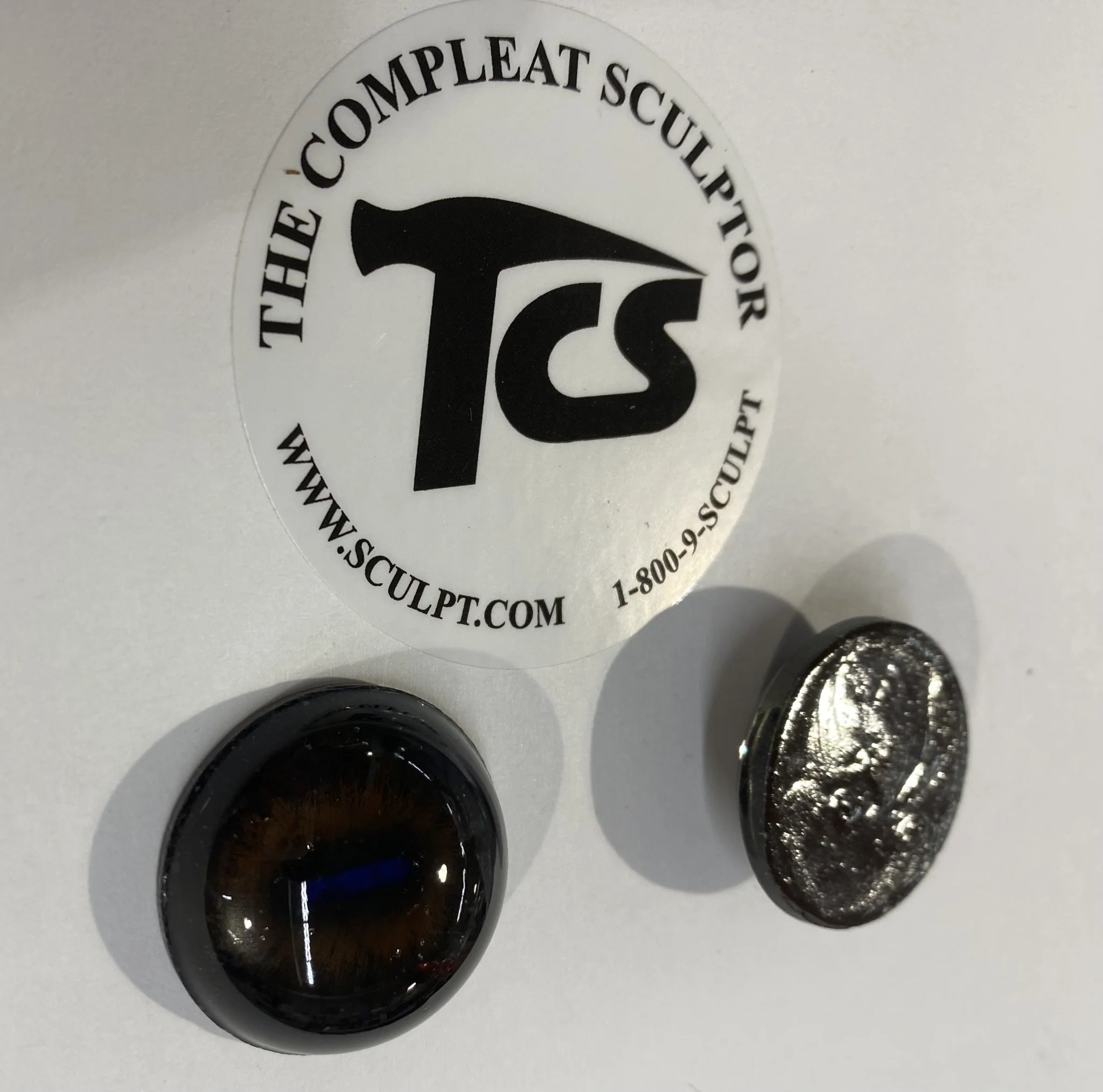 Vintage Glass Eyes Dark Brown (Glow-Blue Pupil) 1"x1/3" (Pair) - Image 3