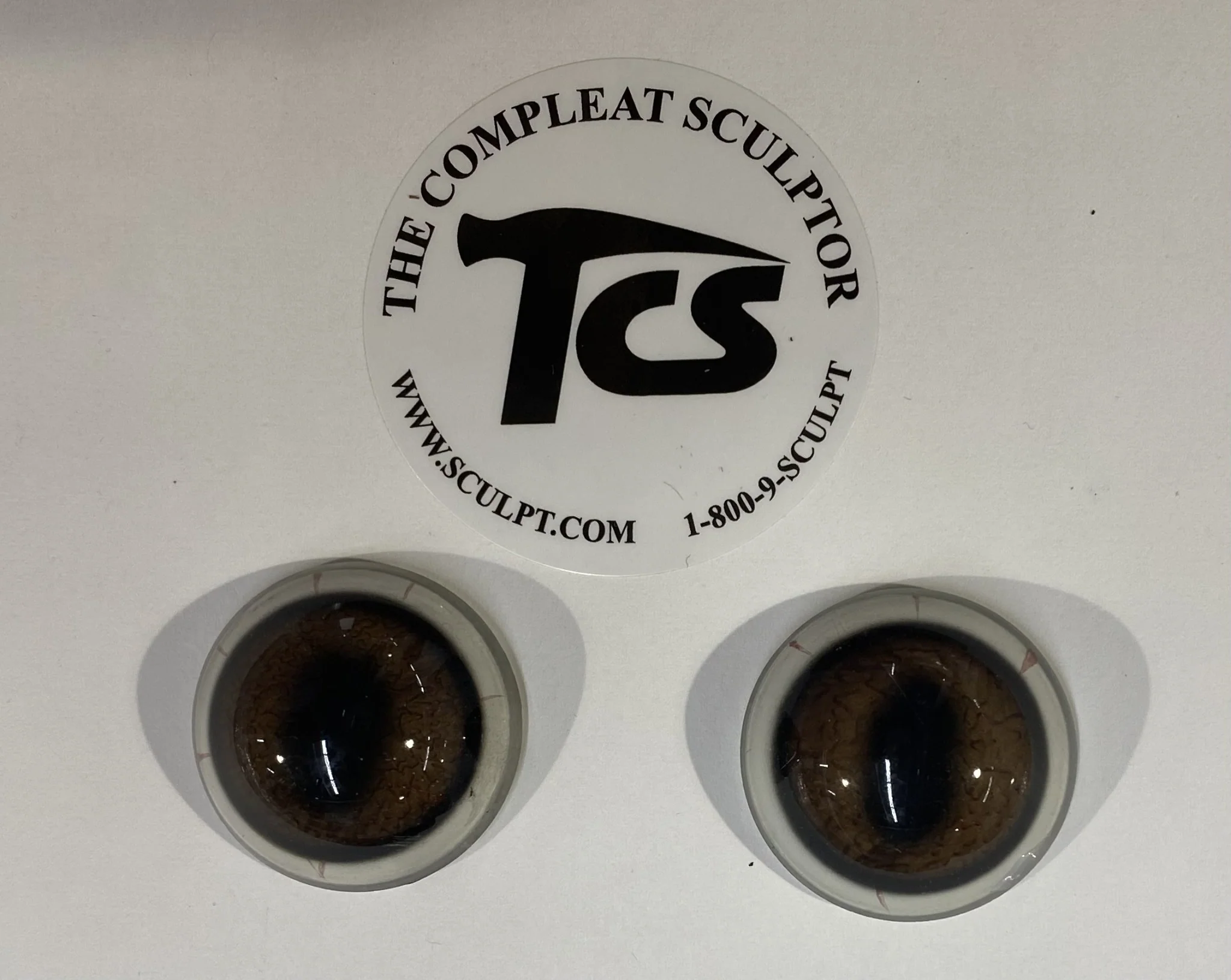 Vintage Glass Eyes Light Brown - White Rim 1.25"x1/2" (Pair)